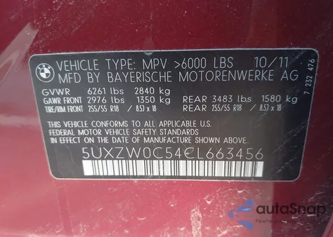 2012 BMW X5 xDrive35D z USA, uszkodzony, nr VIN 5UXZW0C54CL663456